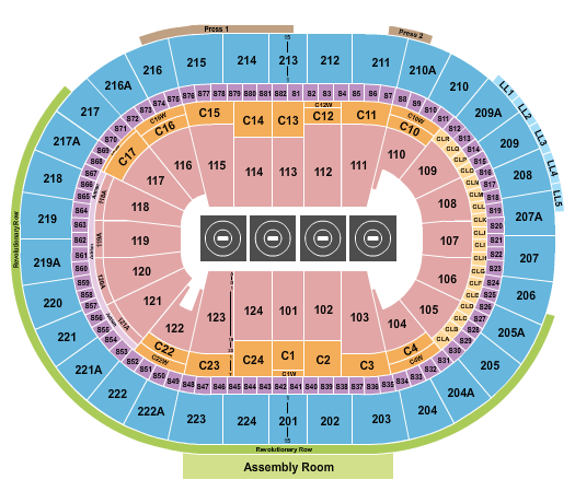 Wells Fargo Center - PA Seating Chart: Wrestling - 4 mats