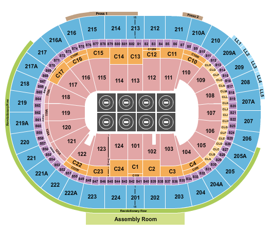 Wells Fargo Center - PA Seating Chart: Wrestling - 8 mats