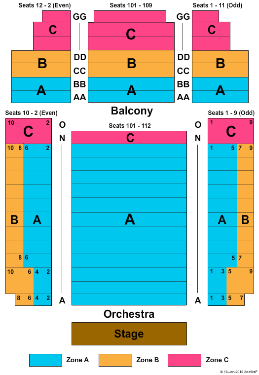 Westhampton Beach Performing Arts Center Seating Chart: End Stage Zone