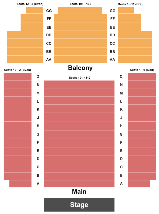 Westhampton Beach Performing Arts Center Seating Chart: End Stage
