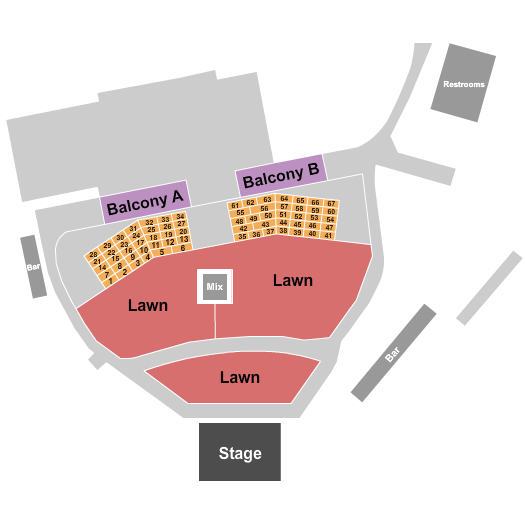 White Oak Music Hall - Lawn Seating Chart: Endstage Tables 2