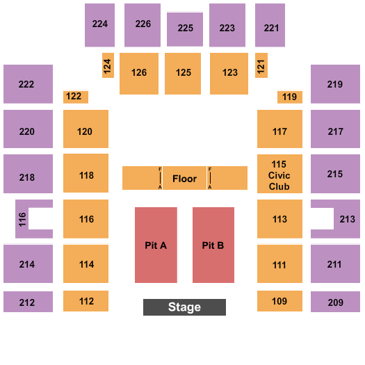 Wicomico Civic Center Seating Chart: Endstage Pit A&B