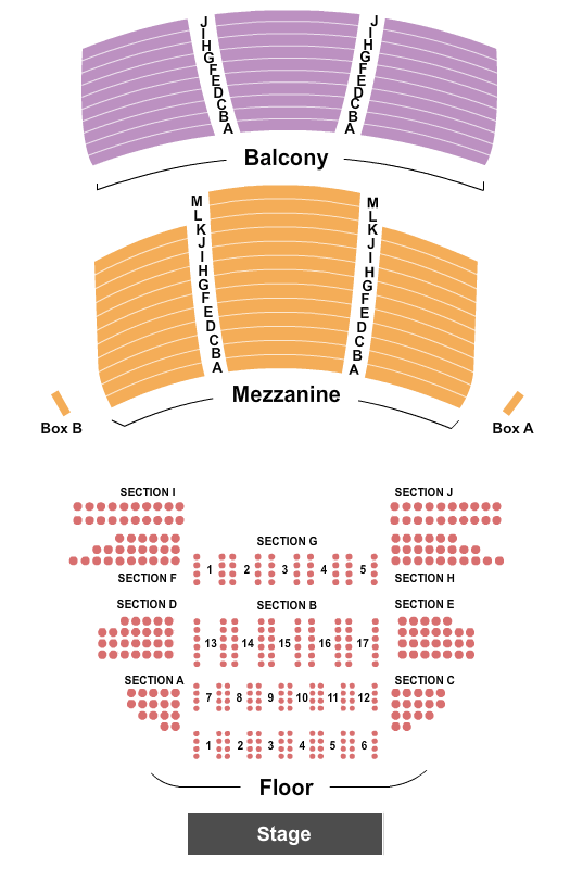 Wilbur Theatre - MA Seating Chart: End Stage Tables