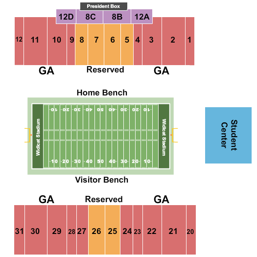 Wildcat Stadium - GA Seating Chart: Football