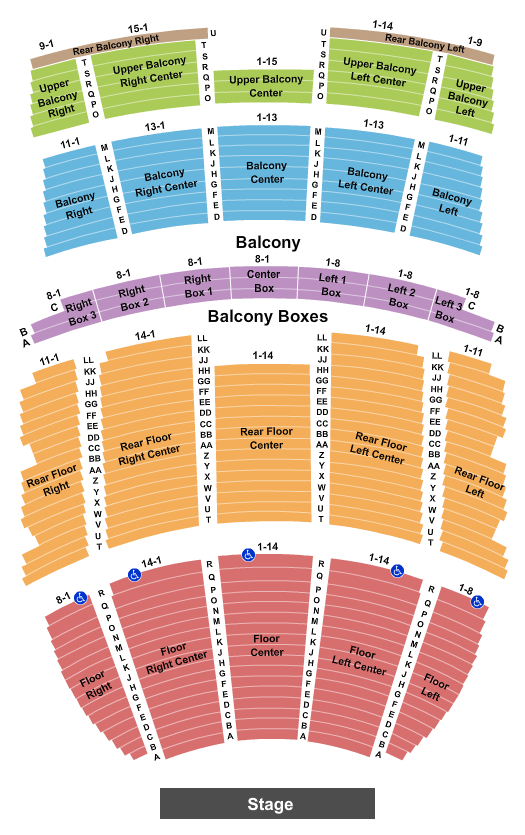 Will Rogers Auditorium Seating Chart: End Stage No Pit