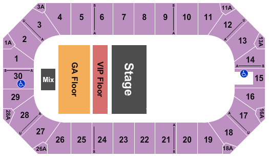 Wings Event Center Seating Chart: Endstage VIP/GA Floor
