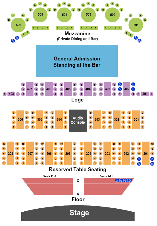 World Cafe Live Seating Chart: End Stage