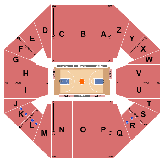 Worthen Arena Seating Chart: Basketball