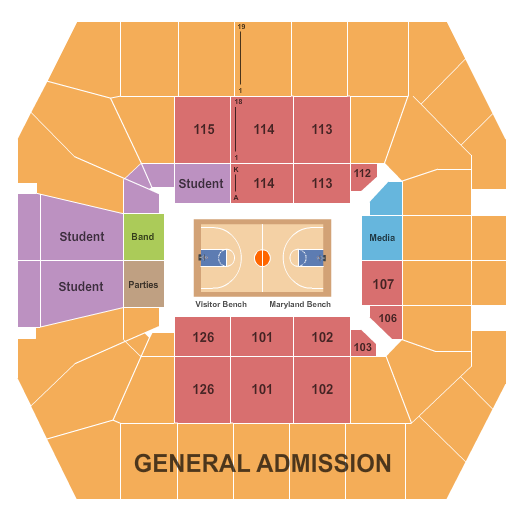 Xfinity Center - College Park Seating Chart: Maryland Lady Terrapins Basketball