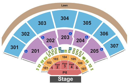 Xfinity Center - MA Seating Chart: Endstage Floor 1-5 with Pit