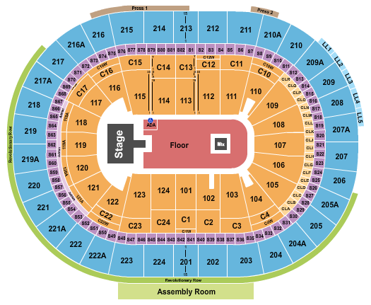 Xfinity Mobile Arena Seating Chart: GA Floor with Catwalk