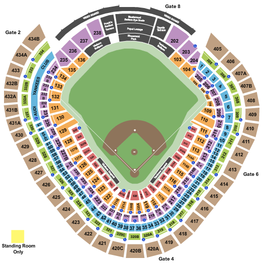 Yankee Stadium Seating Chart: Baseball