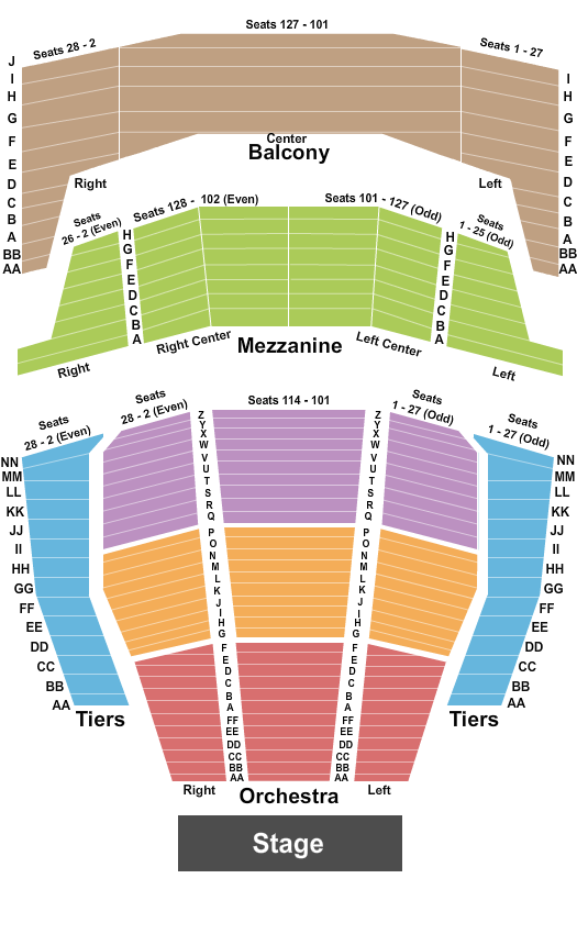 Zellerbach Hall Seating Chart: End Stage