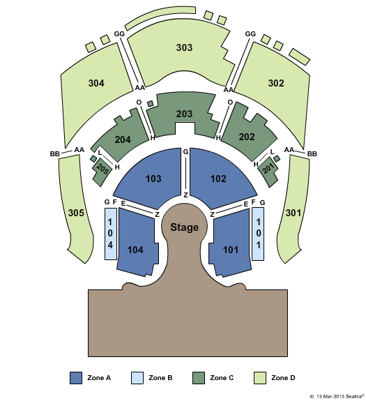 Zumanity Theater - New York - New York Hotel & Casino Seating Chart