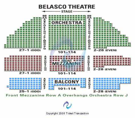 Belasco Theatre Seating Chart