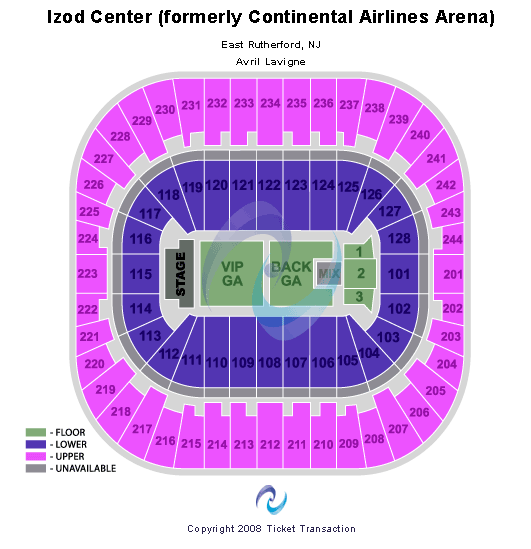 Izod Concert Seating Chart