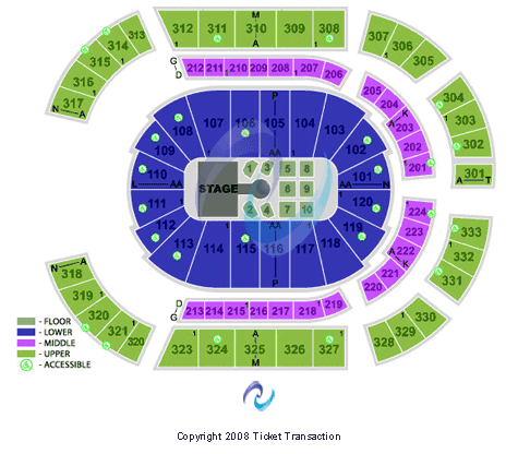 Bridgestone Arena Seating Chart: T-Stage