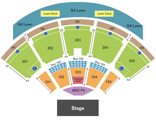 Luke Bryan Phoenix Tickets - Ak-Chin Pavilion Seating Chart - End Stage Pit