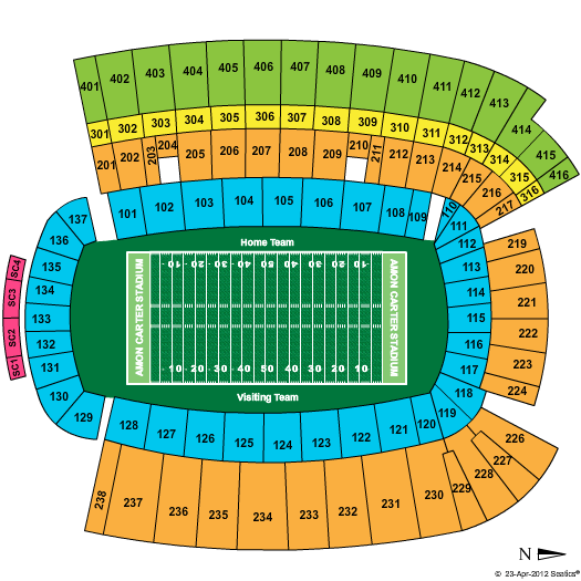 WVU Tickets | Seating Chart | Amon Carter Stadium