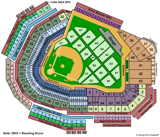 Fenway Park Pink Concert Seating Chart