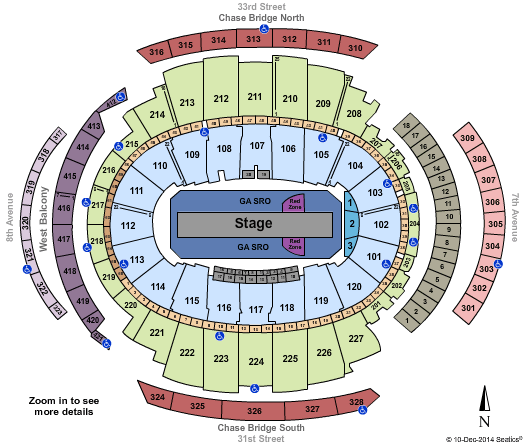 U2 Square Garden Seating Chart 2015