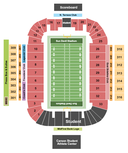 Arizona State Football Tickets | Seating Chart | Sun Devil Stadium ...