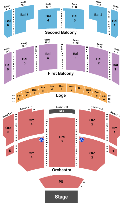 Taft Theatre Seating Chart